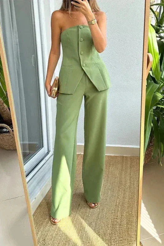THE BRIA | STRAPLESS BUTTONED TWO-PIECE ENSEMBLE