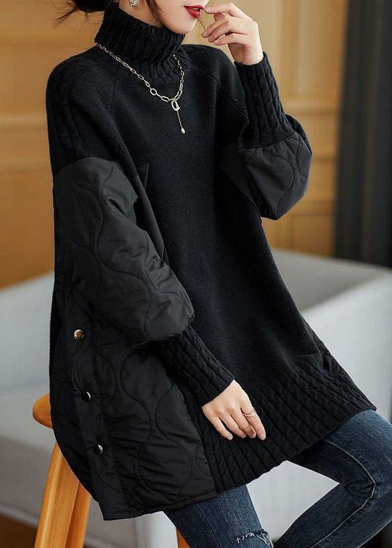 THE LORIEN | CHOCOLATE PATCHWORK KNIT TURTLENECK