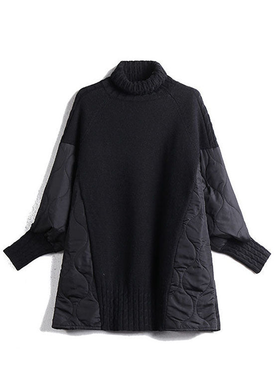 THE LORIEN | CHOCOLATE PATCHWORK KNIT TURTLENECK
