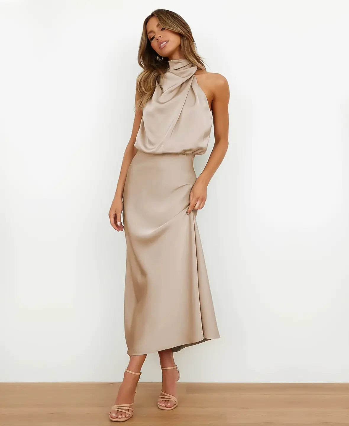 THE SOLÈNE | ELEGANT HIGH-WAIST MIDI DRESS