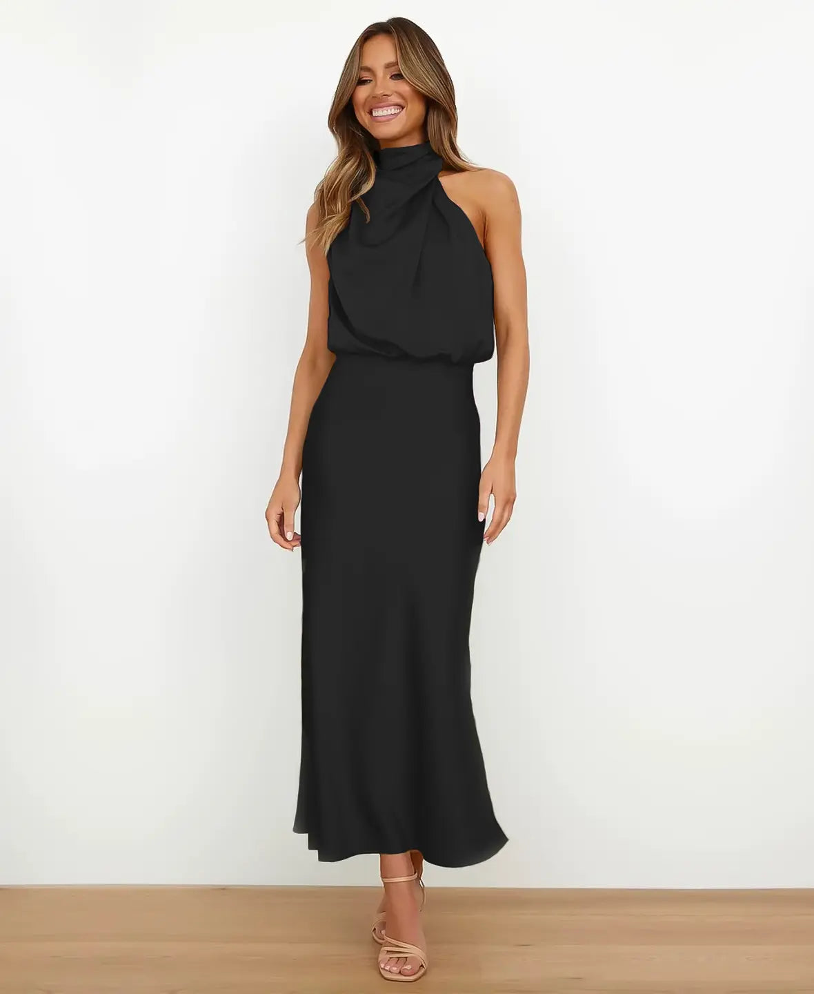THE SOLÈNE | ELEGANT HIGH-WAIST MIDI DRESS
