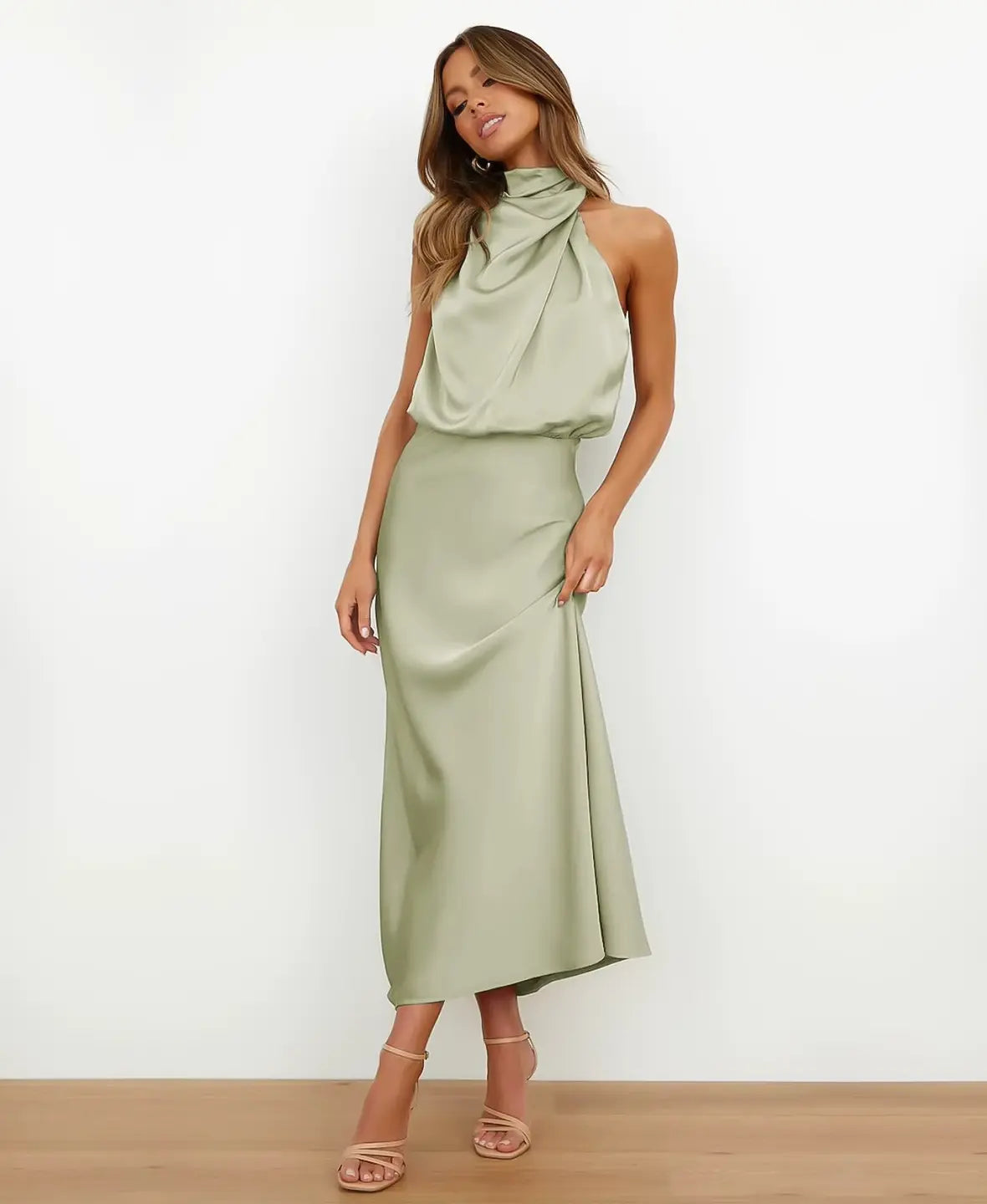 THE SOLÈNE | ELEGANT HIGH-WAIST MIDI DRESS