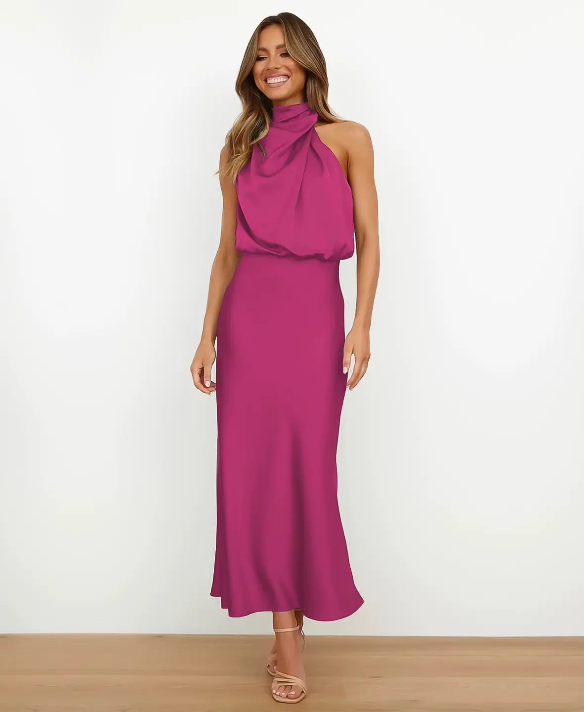 THE SOLÈNE | ELEGANT HIGH-WAIST MIDI DRESS