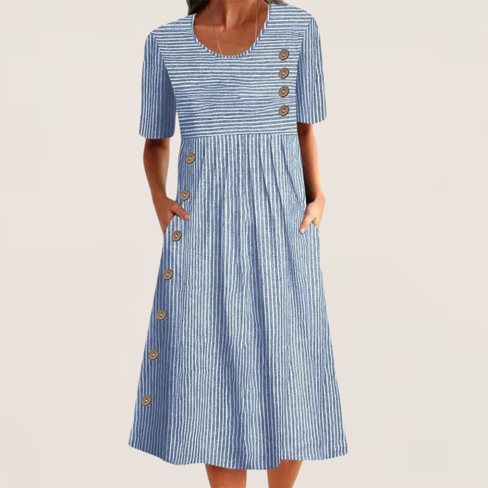 THE ELINE | STRIPED MIDI DRESS