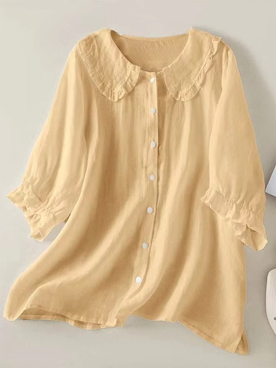 THE ELOISE | PETER PAN COLLAR COTTON SHIRT