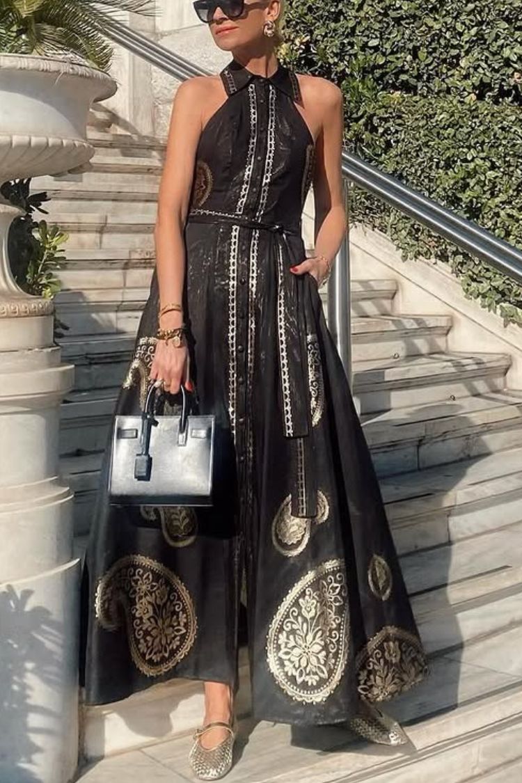 THE VACATION | SLEEVELESS TIE-UP POCKETED MAXI DRESS