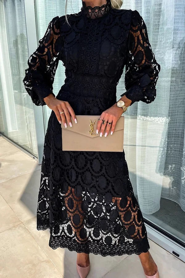 THE AMARIS | CROCHET LACE MIDI DRESS