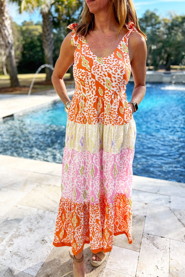 THE ELAINE | KNOTTED STRAPS TIERED DRESS
