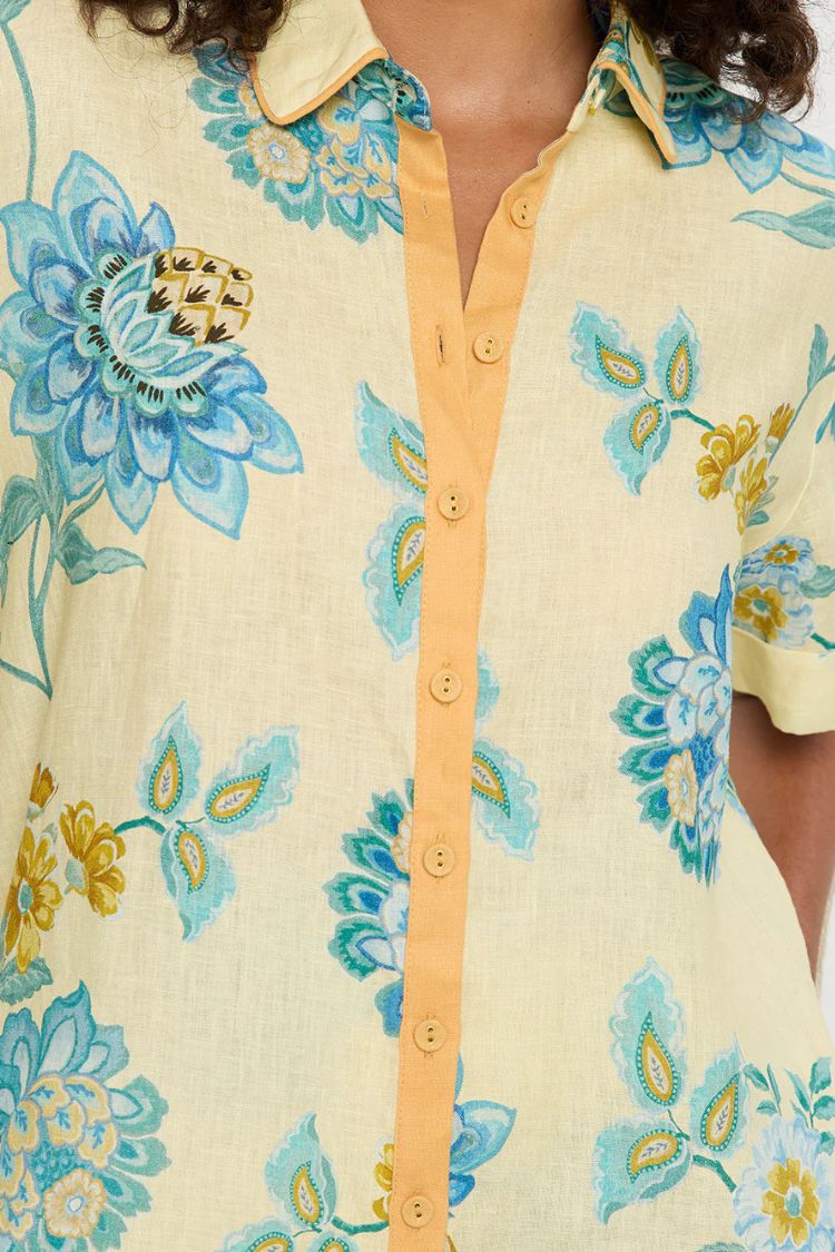THE GISELLE | LINEN BLEND SHIRT AND ZIPPER MINI SKIRT SET