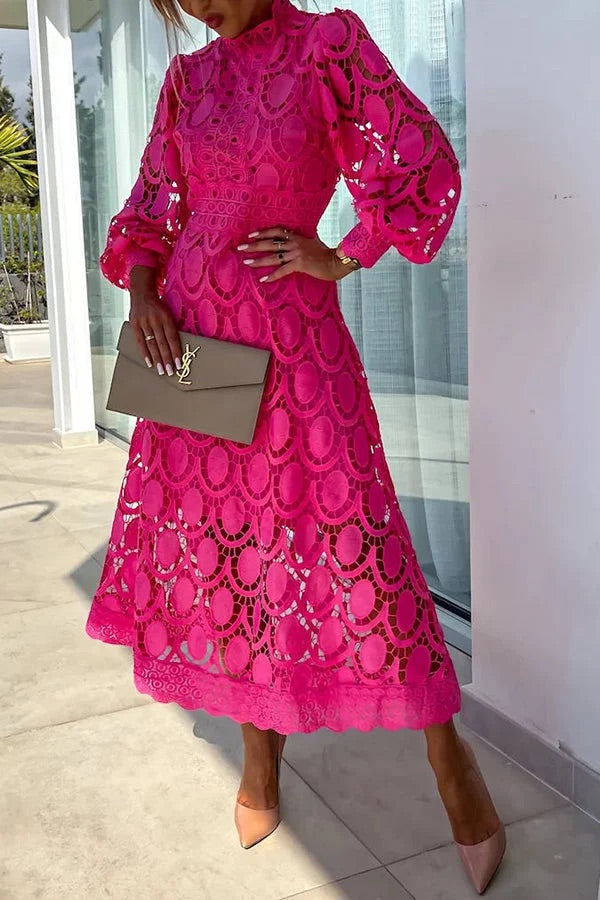 THE AMARIS | CROCHET LACE MIDI DRESS