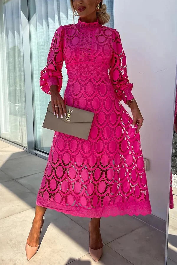 THE AMARIS | CROCHET LACE MIDI DRESS