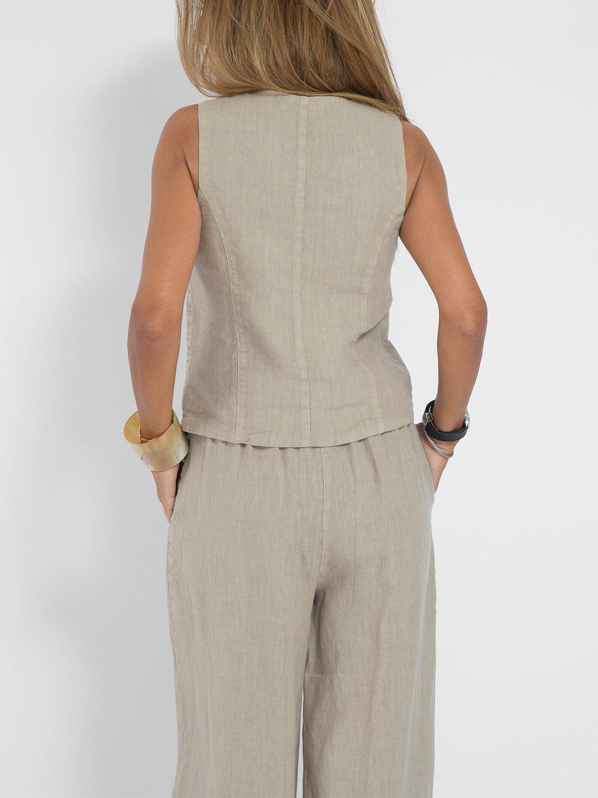 THE AIRA | BUTTONED VEST & WEDE-LEG TROUSERS ENSEMBLE