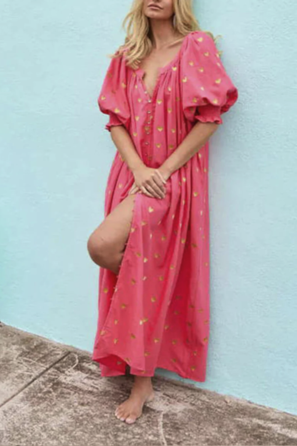 THE KERRY | CARDIGAN SHORT-SLEEVED LONG DRESS