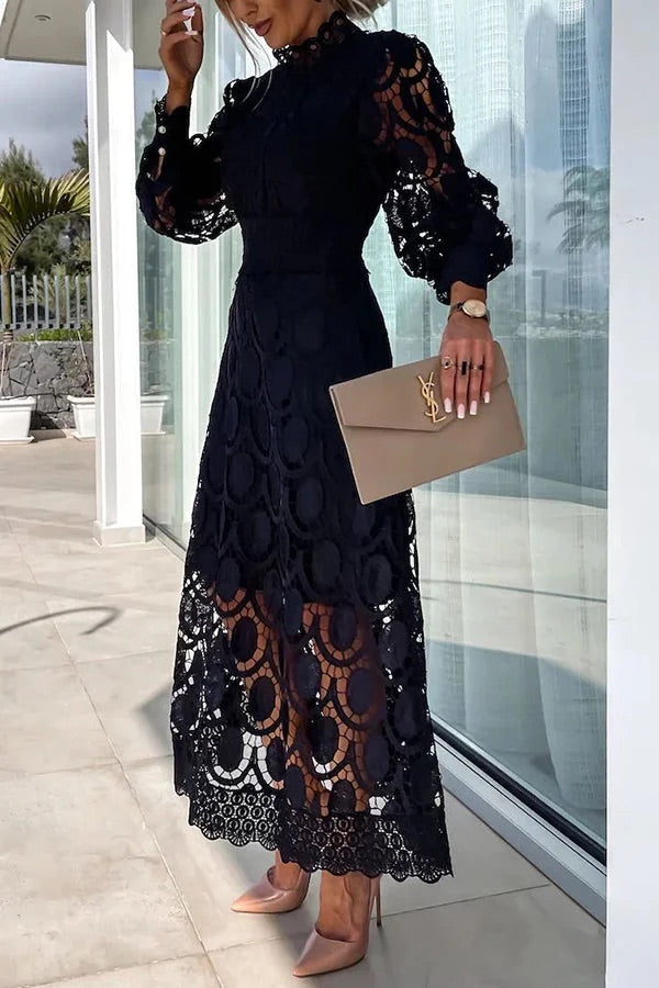 THE AMARIS | CROCHET LACE MIDI DRESS