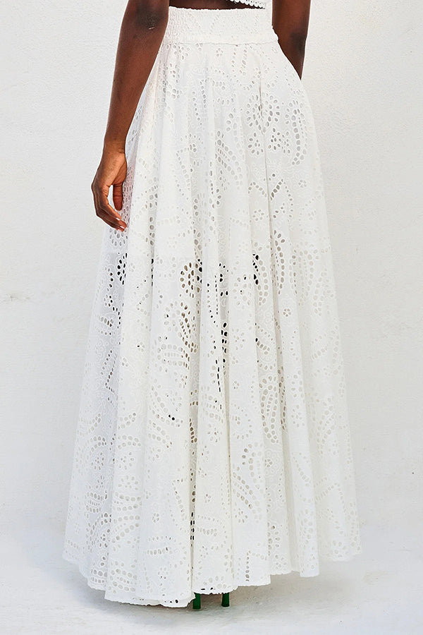 THE AURELIA | LACE CUTOUT SLIT MAXI SKIRT SET