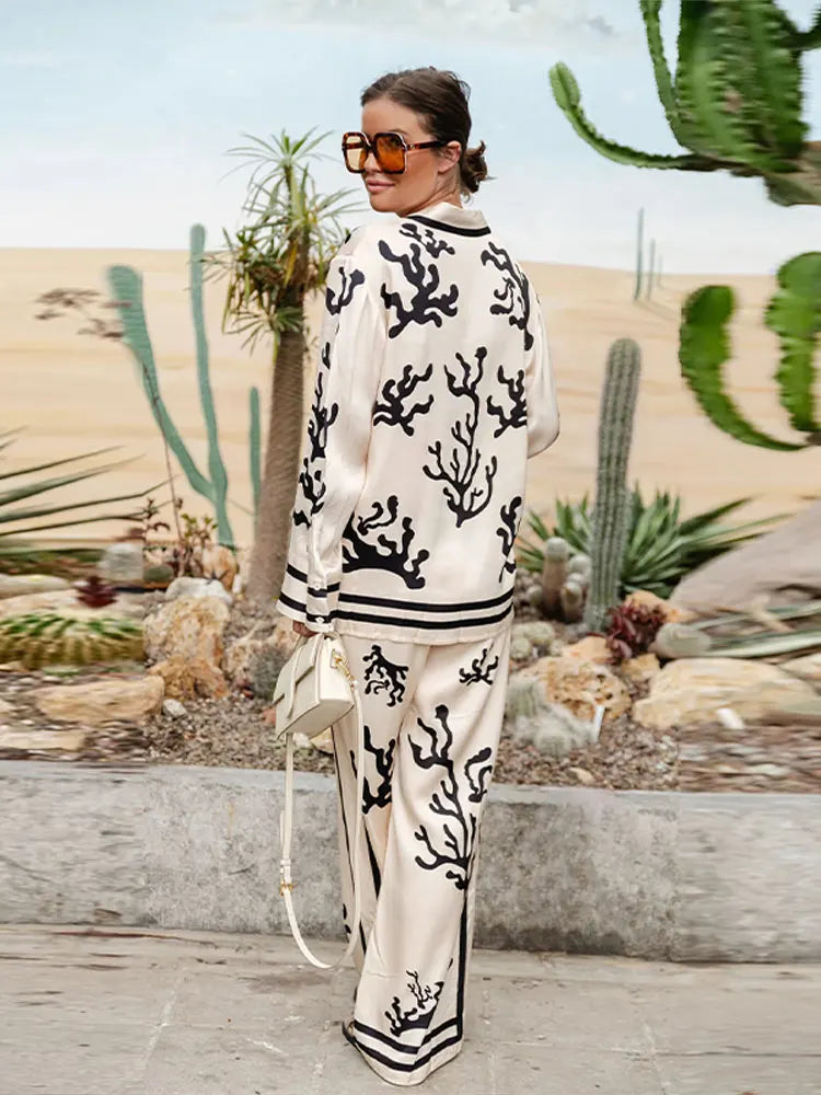 THE CLAUDE | SATIN ELASTIC WAIST POCKETED WIDE LEG PANTS