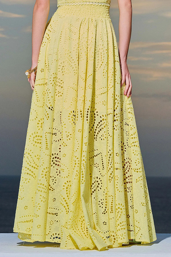 THE AURELIA | LACE CUTOUT SLIT MAXI SKIRT SET
