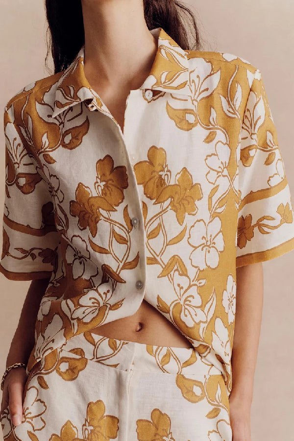 THE SONIA | SHORT SLEEVE SHIRT AND ELASTIC WAIST LOOSE POCKET PANTS SET