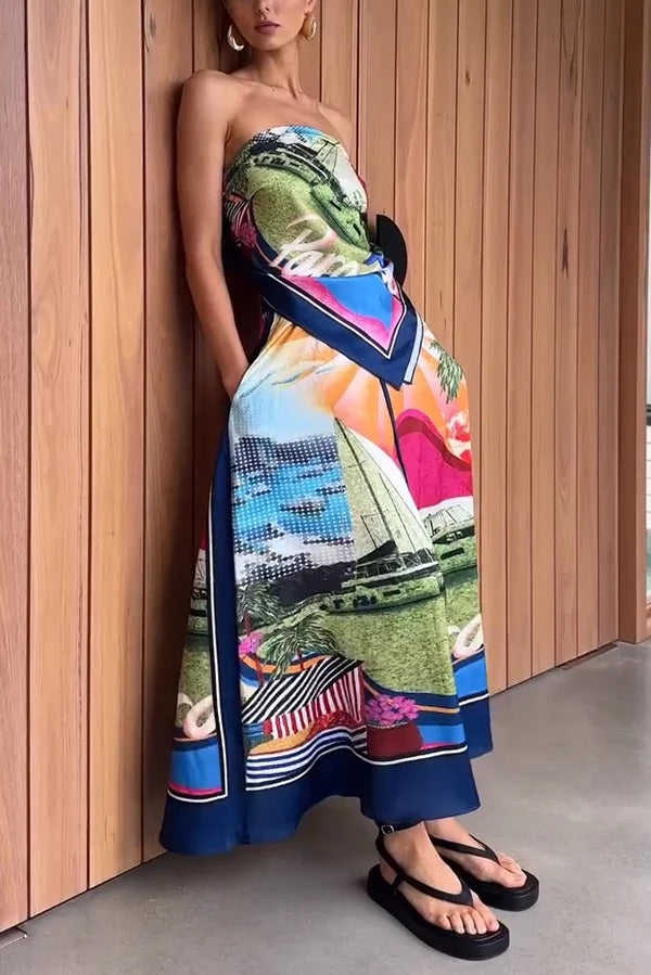 THE SEASIDE | SATIN LOOSE MAXI SKIRT SET