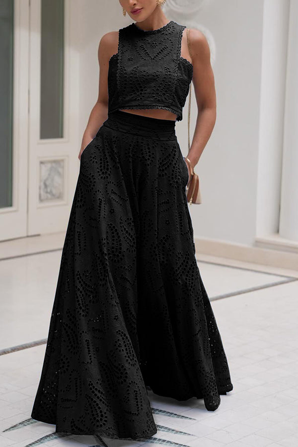 THE AURELIA | LACE CUTOUT SLIT MAXI SKIRT SET