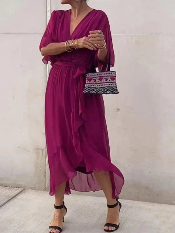 THE MARISSA | SILK MUSLIN V-NECK DRESS