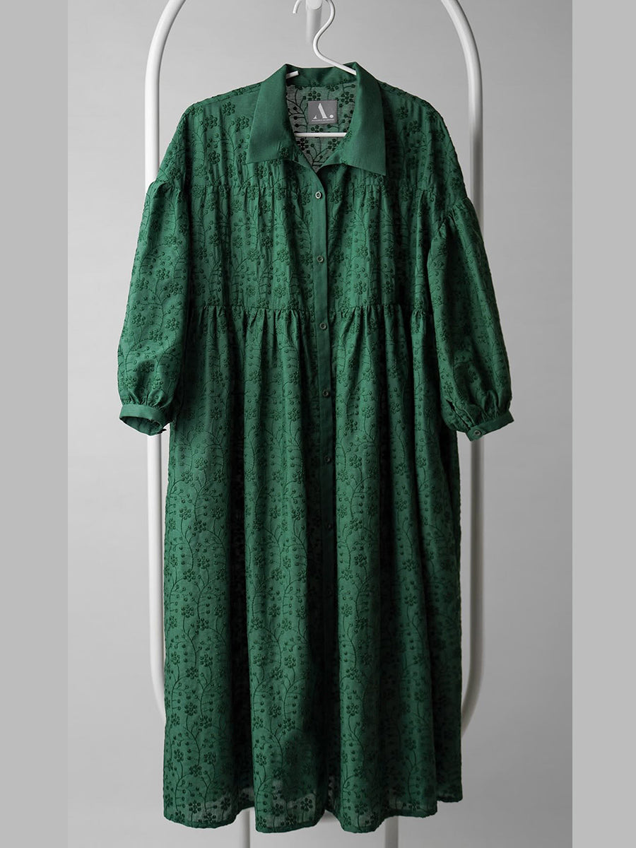 THE ELARIE | LINEN EMBROIDERED SHIRT DRESS