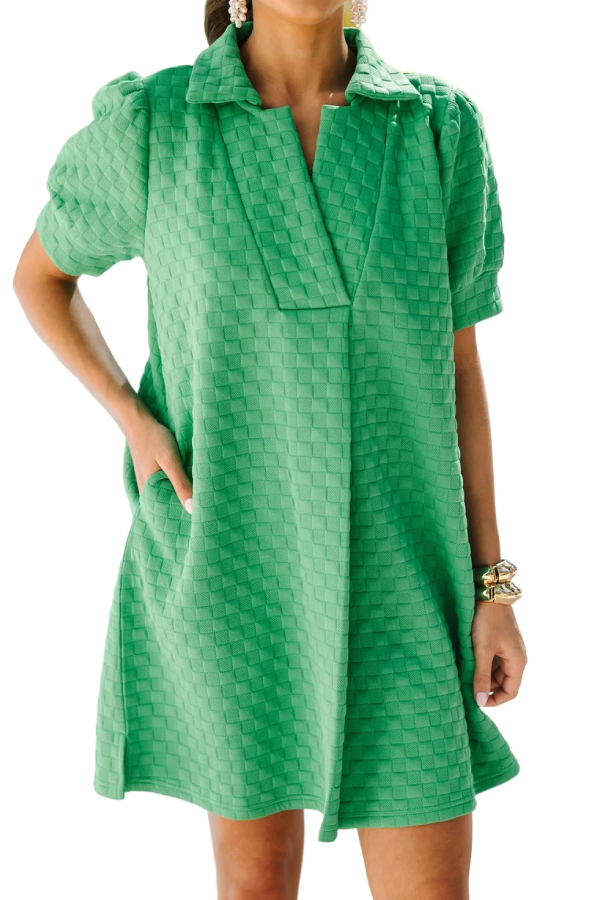 THE LAUREEN | PUFF SLEEVE POCKET SHIRT DRESS