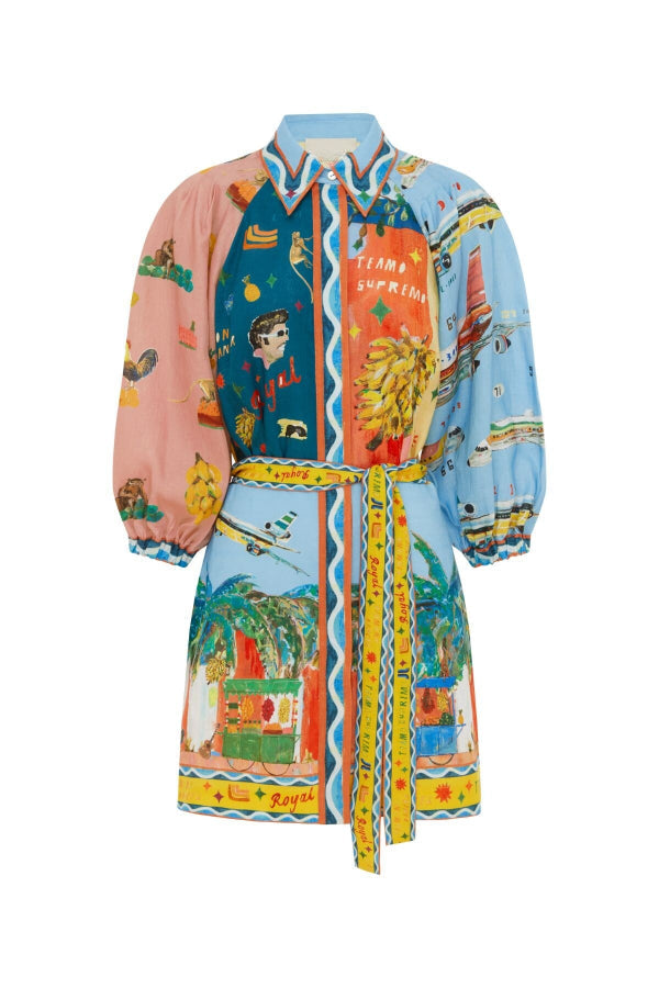 THE CARMEN | BALLOON SLEEVE BELTED POCKET SHIRT MINI DRESS