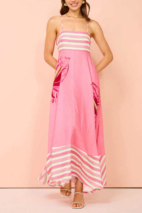THE MAUREEN | BACKLESS STRIPES MAXI CAMI DRESS