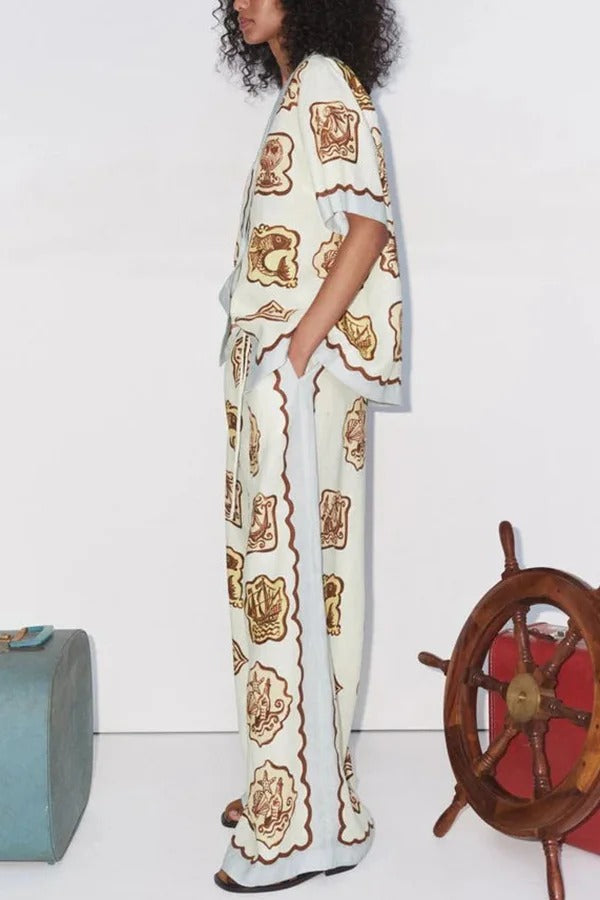 THE VICTORIA | LINEN ELASTIC WAIST POCKET WIDE LEG PANTS