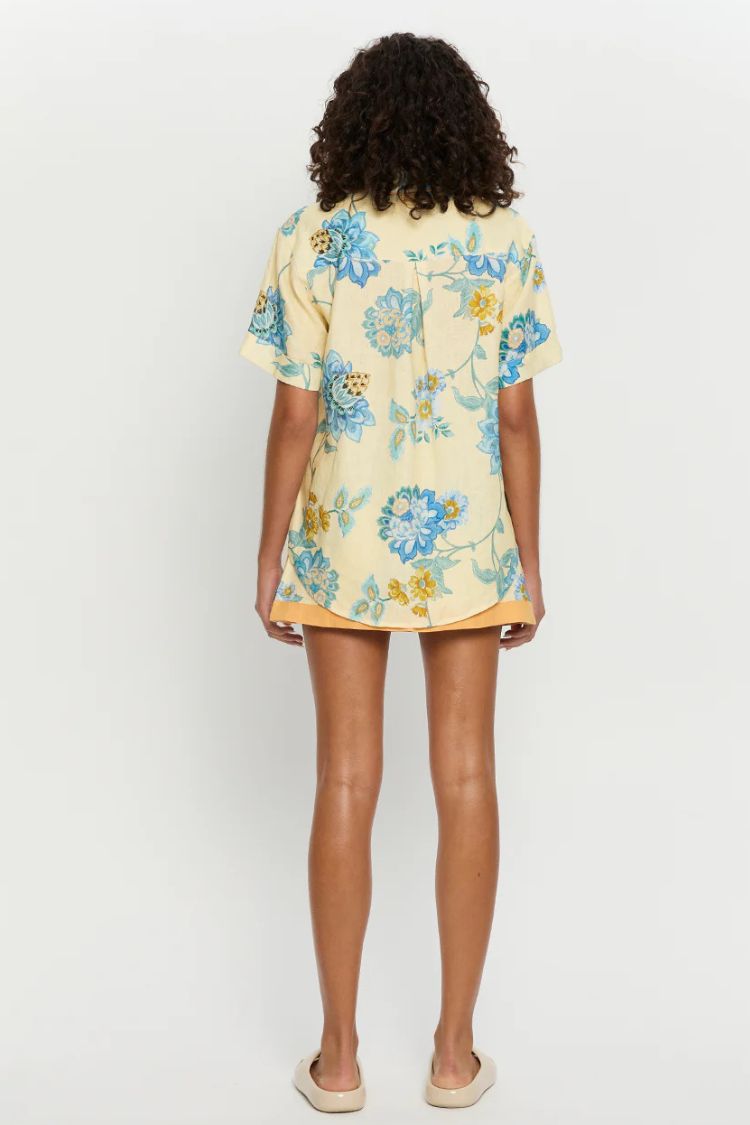 THE GISELLE | LINEN BLEND SHIRT AND ZIPPER MINI SKIRT SET
