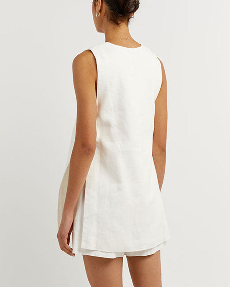 THE FIONA | SLEEVELESS BUTTON-UP SET