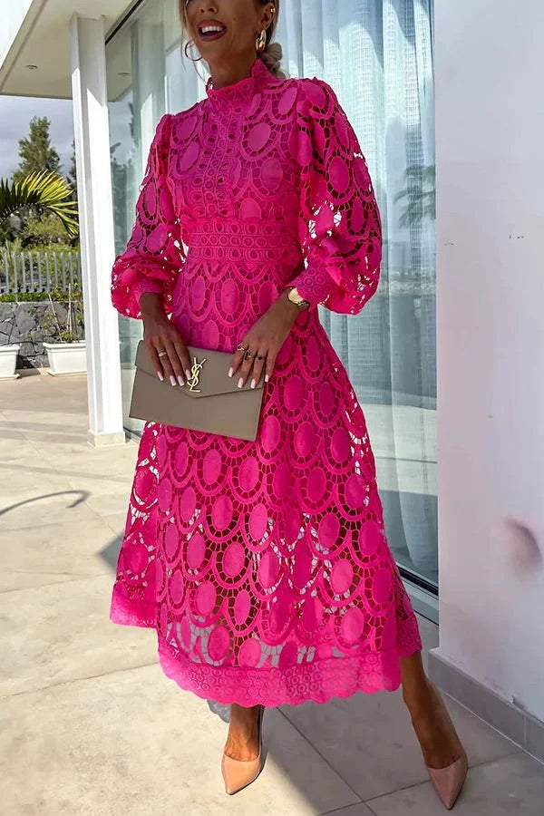 THE AMARIS | CROCHET LACE MIDI DRESS