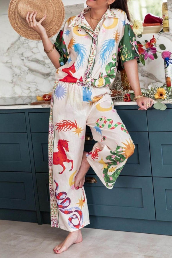THE LISA | LOOSE SHIRT AND ELASTIC WAIST PANTS SET