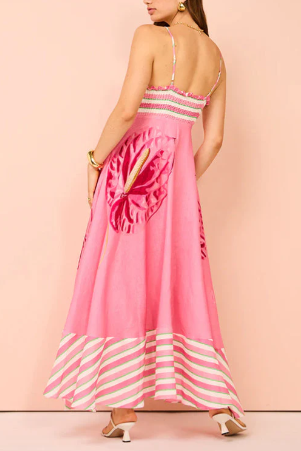 THE MAUREEN | BACKLESS STRIPES MAXI CAMI DRESS