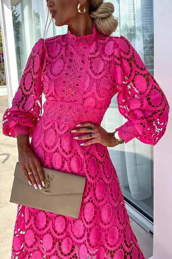THE AMARIS | CROCHET LACE MIDI DRESS