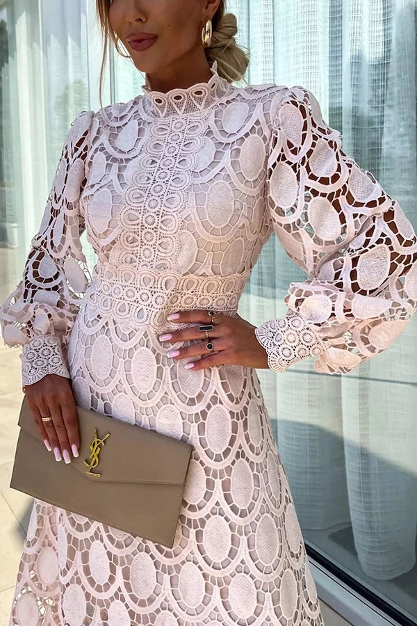 THE AMARIS | CROCHET LACE MIDI DRESS