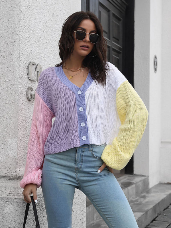 THE NOEMI | COLOURBLOCK CHUNKY KNIT CARDIGAN