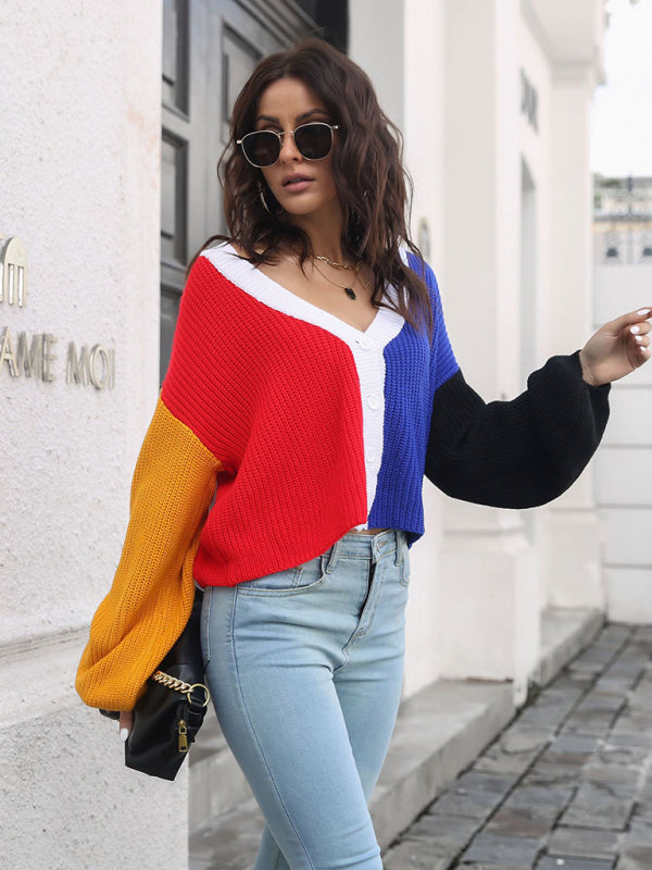 THE NOEMI | COLOURBLOCK CHUNKY KNIT CARDIGAN