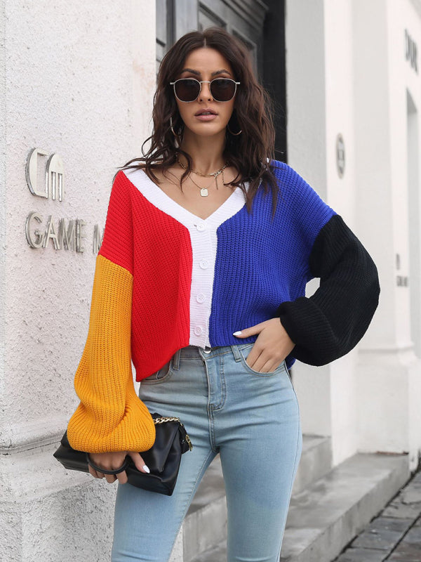 THE NOEMI | COLOURBLOCK CHUNKY KNIT CARDIGAN