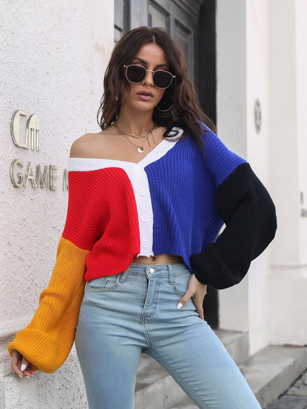 THE NOEMI | COLOURBLOCK CHUNKY KNIT CARDIGAN
