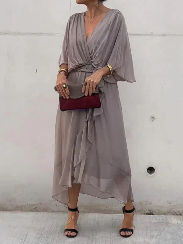 THE MARISSA | SILK MUSLIN V-NECK DRESS