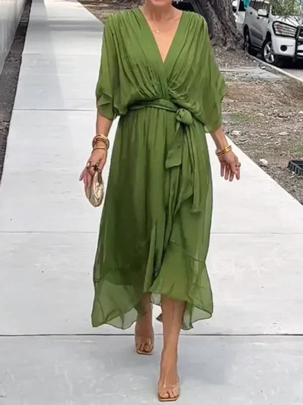 THE MARISSA | SILK MUSLIN V-NECK DRESS