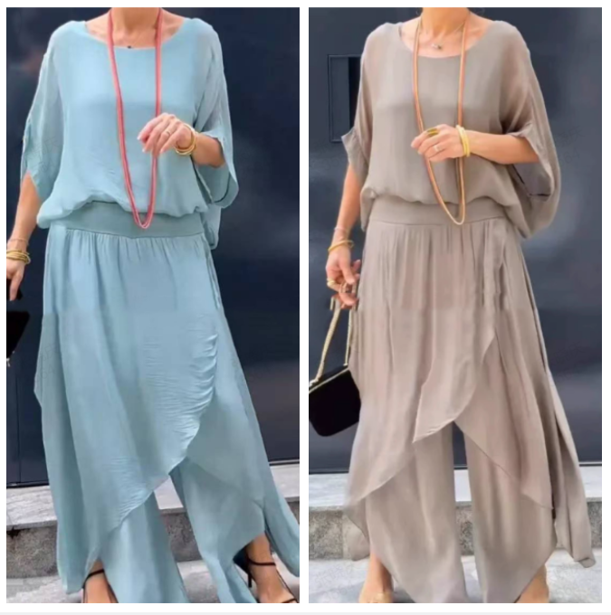 THE AVA | CHIFFON TWO-PIECE WIDE LEG SET