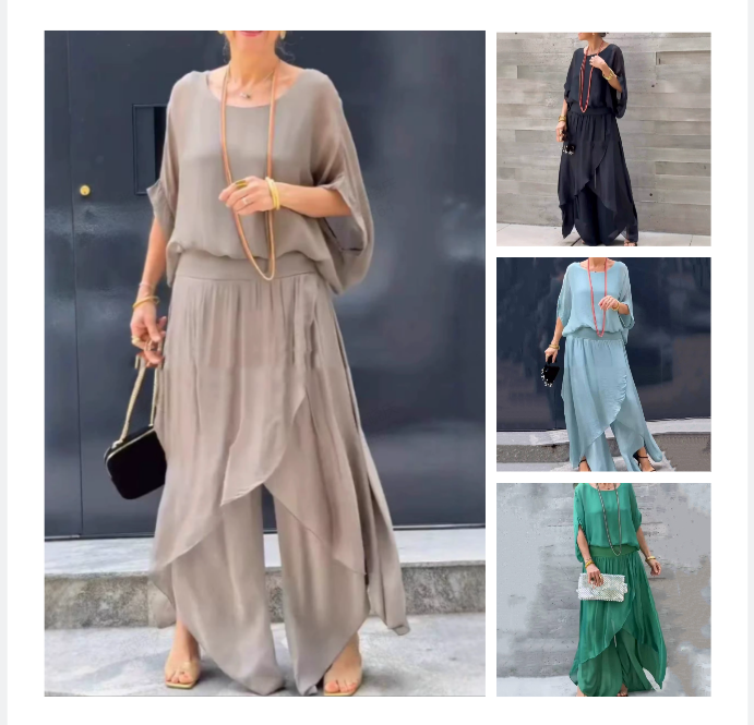 THE AVA | CHIFFON TWO-PIECE WIDE LEG SET