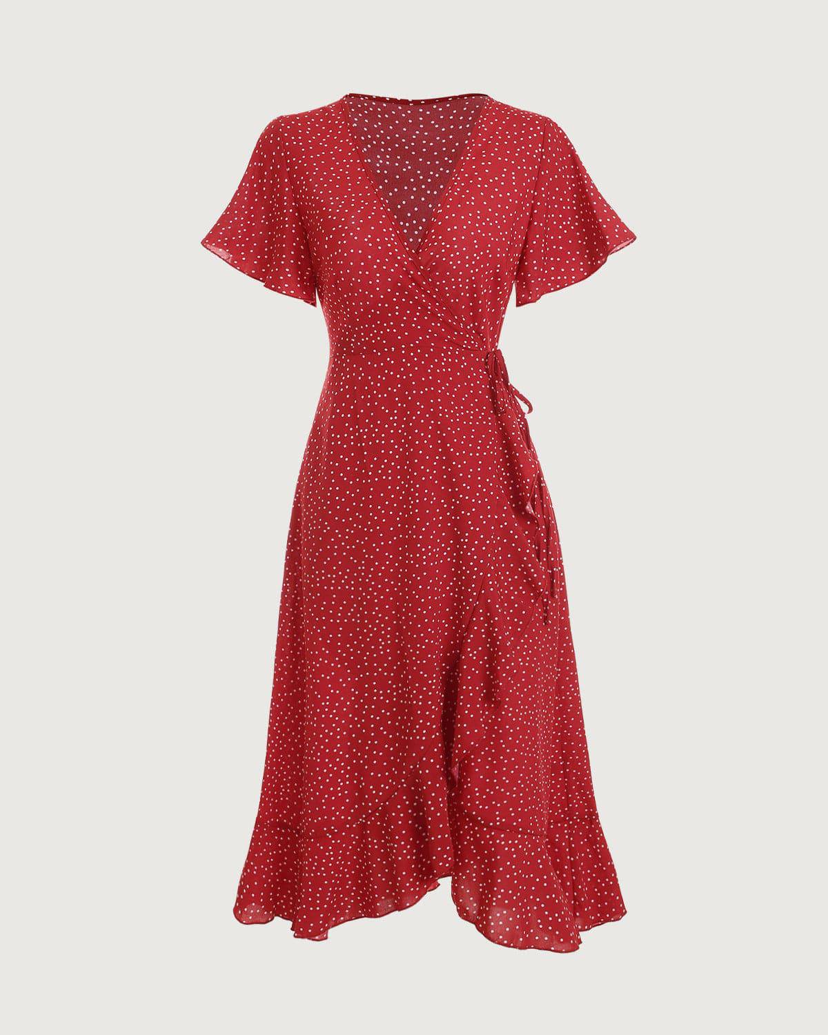THE MAIA | POLKA DOT WRAP DRESS