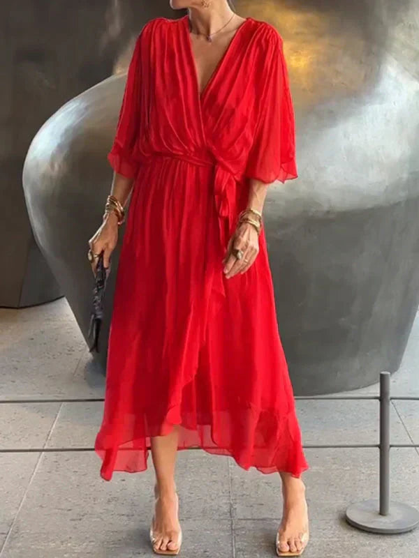 THE MARISSA | SILK MUSLIN V-NECK DRESS