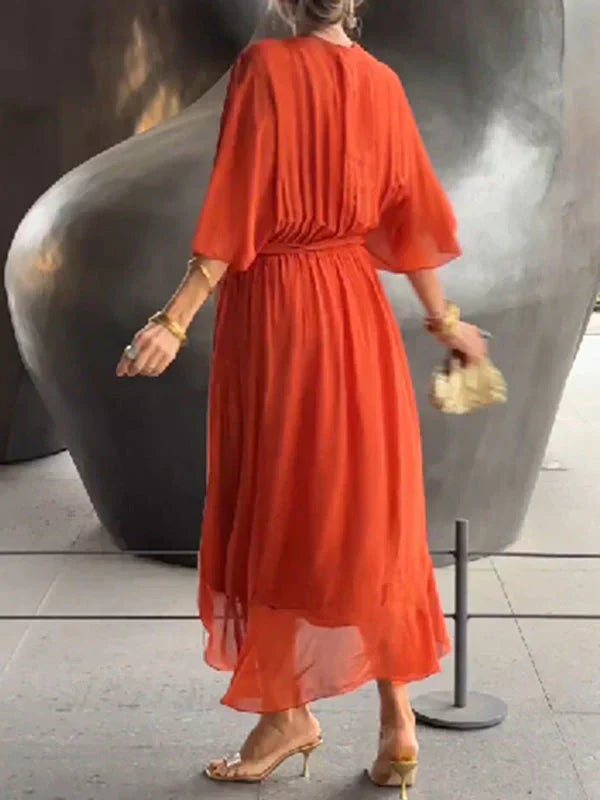 THE MARISSA | SILK MUSLIN V-NECK DRESS