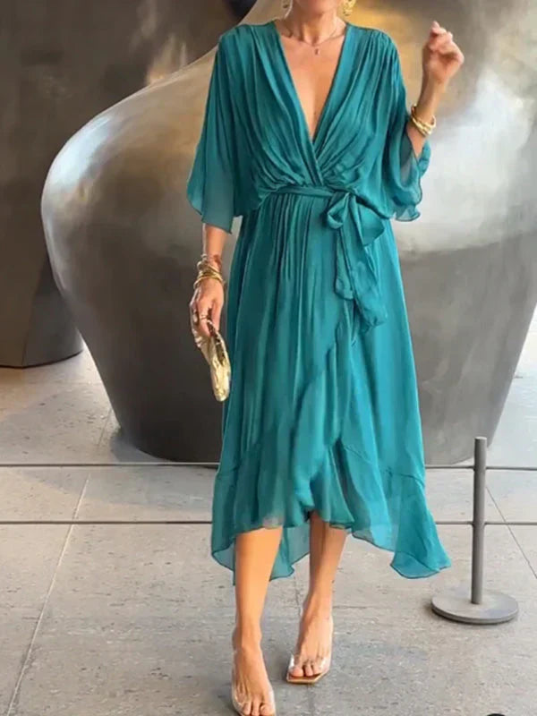THE MARISSA | SILK MUSLIN V-NECK DRESS