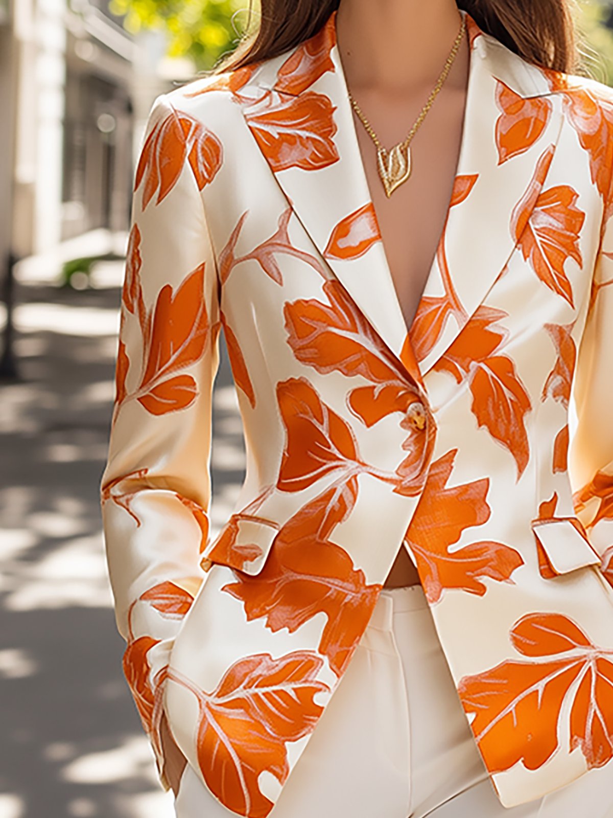 THE AUTUMN LEAVES | SATIN PRINT BLAZER